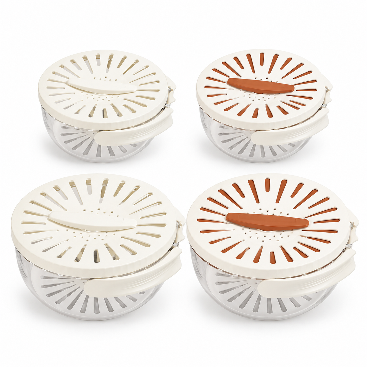 Fruit Rinse and Storage Bowl with Rotating Drain Lid and Handle