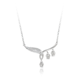 Silver-Tone Lily Tassel Necklace, Floral Drop Chain Design