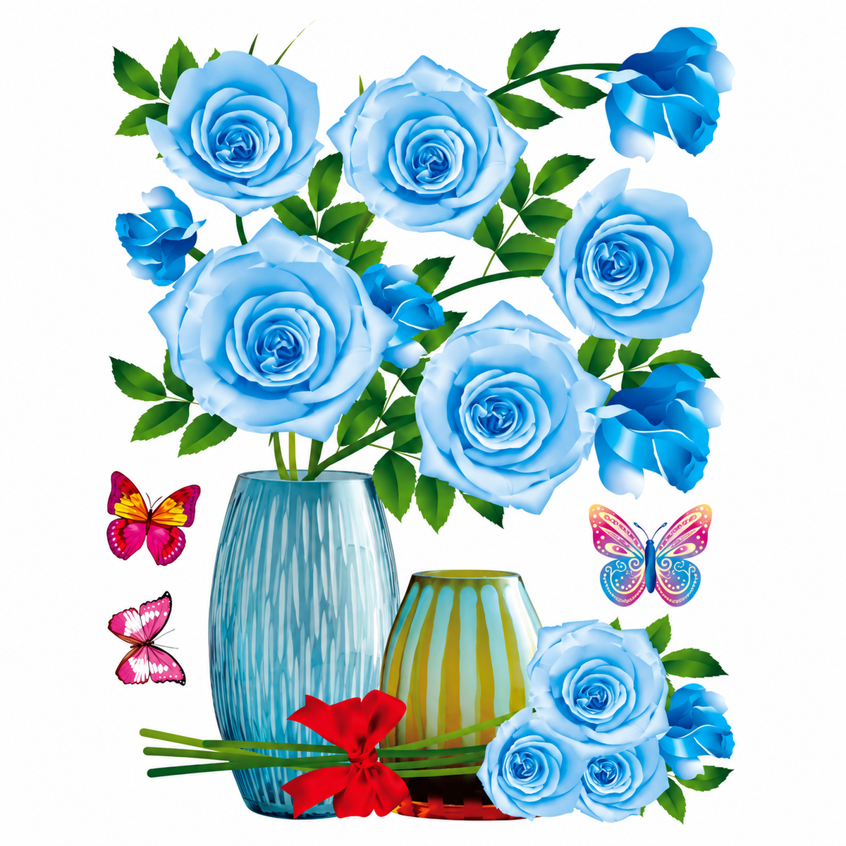 Floral Vase Wall Decal PVC Artwork for Decorative Room Accents