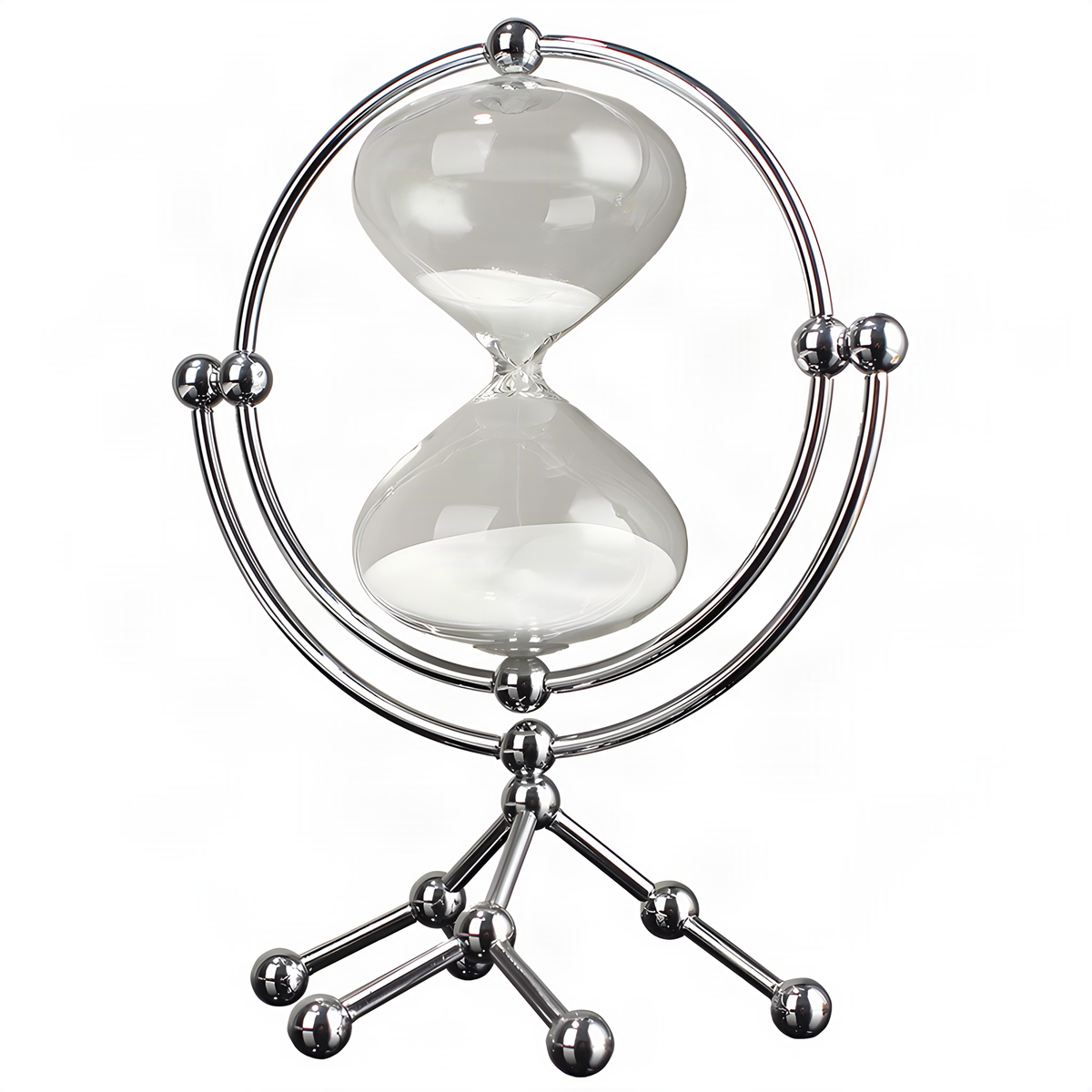 30-Minute Glass Hourglass with Rotating Round Metal Frame