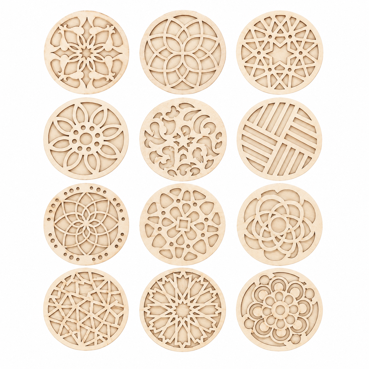 Wooden Coaster Painting Set, 12 Double-Layer Craft Blanks