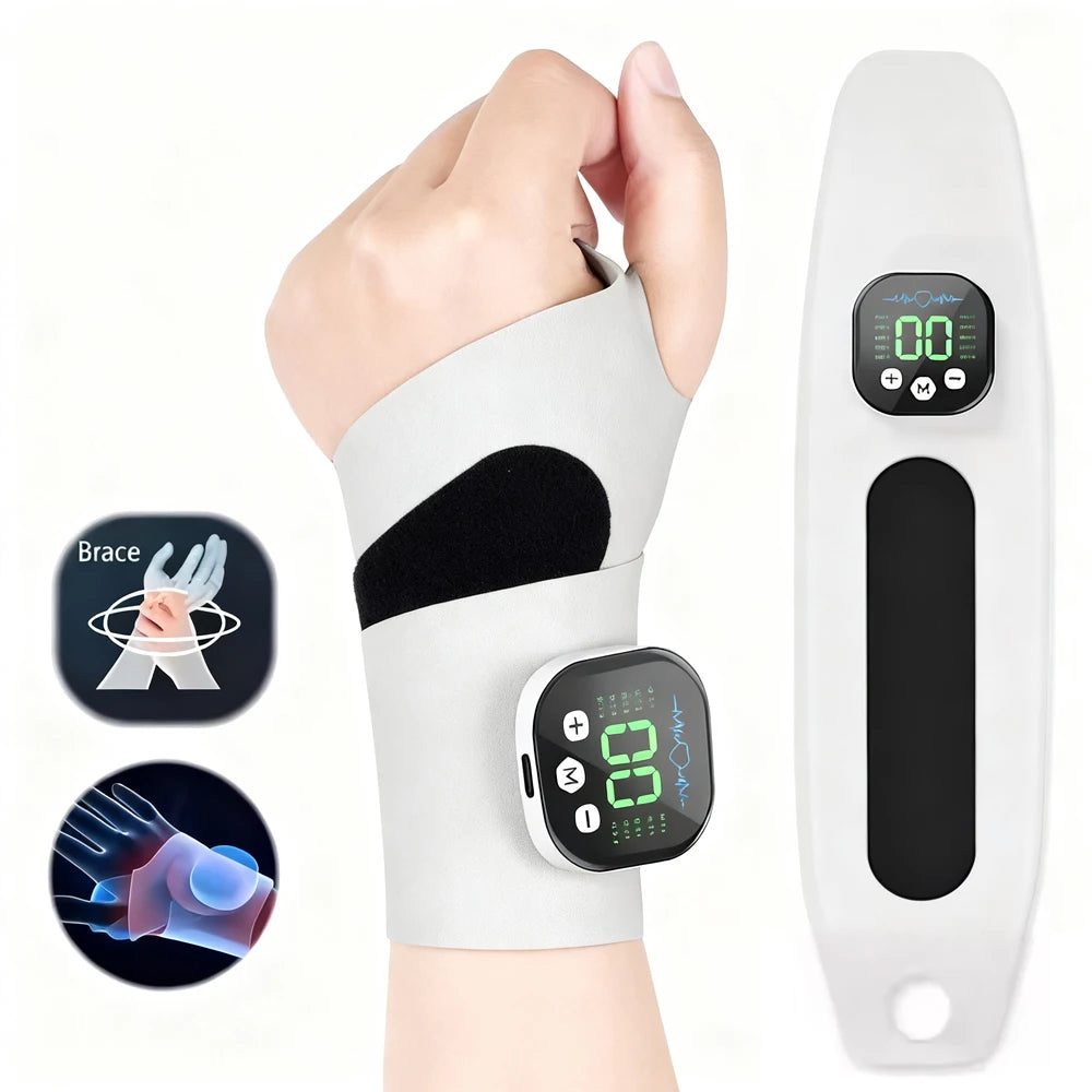 EMS Wrist Massager Cordless USB-C 10 Modes Adjustable Brace