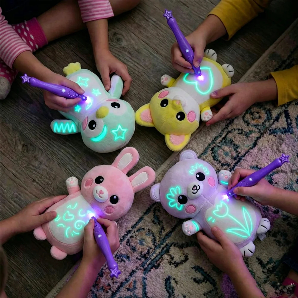 Glow Drawing Plush Toy with Light Pen for Kids 15-18cm