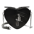 Heart-Shaped Chain Shoulder Bag with Zip Top & Adjustable Strap