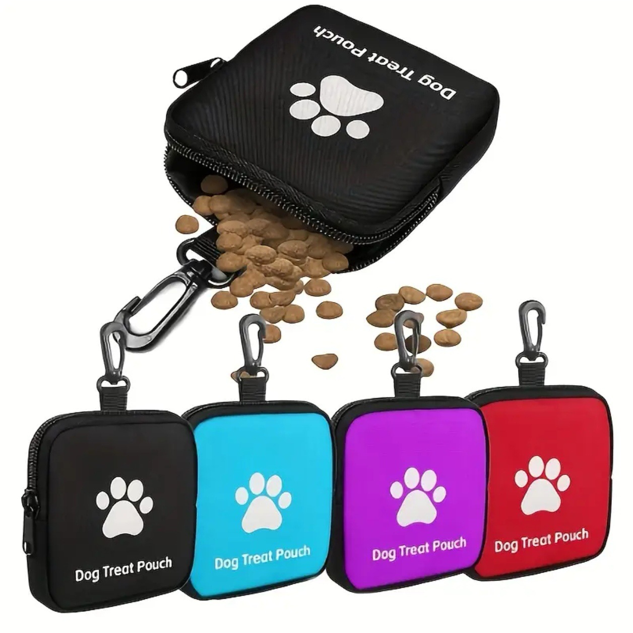 Dog Treat Pouch Training Bag Waist Clip Red Black Blue Purple