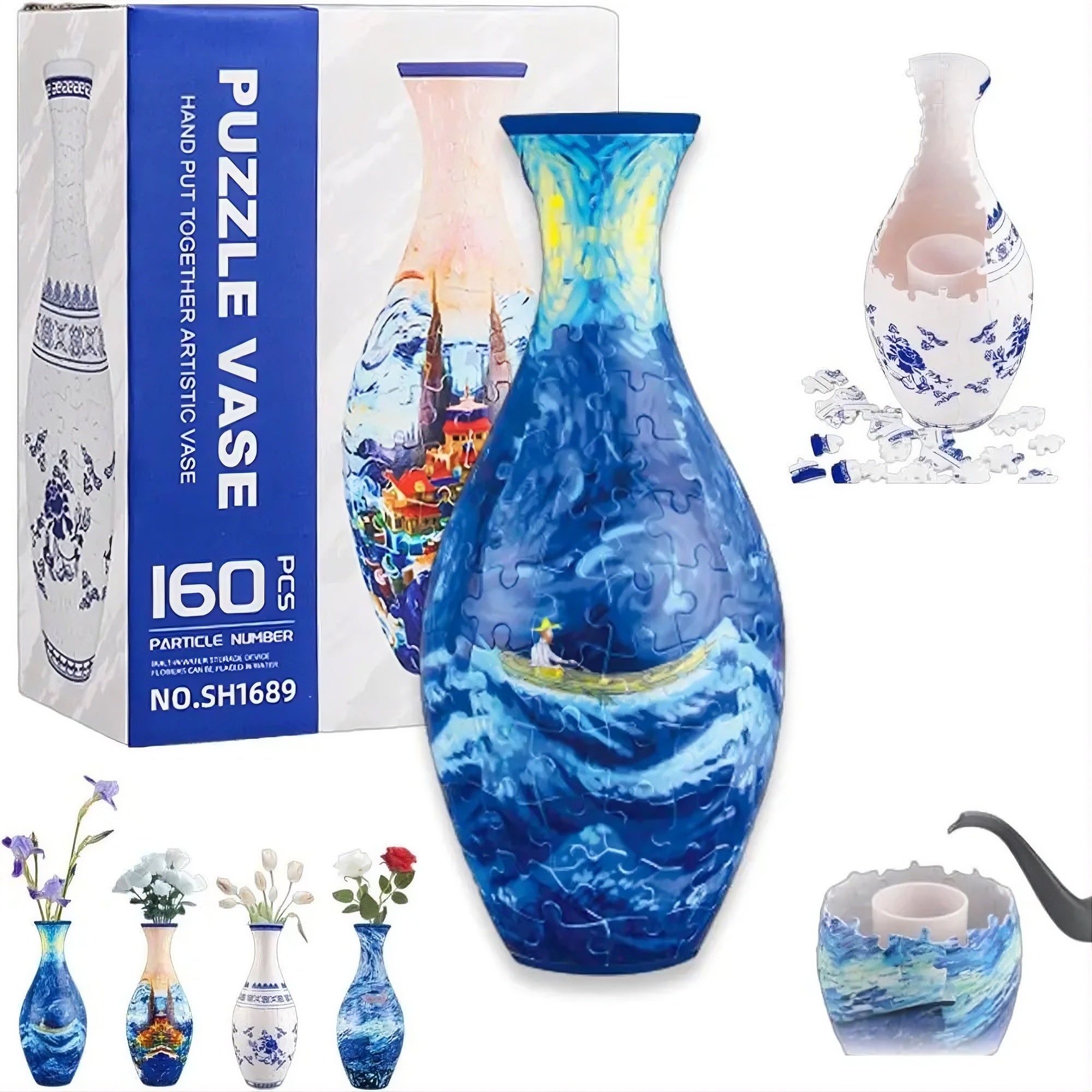 3D Vase Puzzle - 160 Pieces Functional Flower Vase with Stand - TradixPro