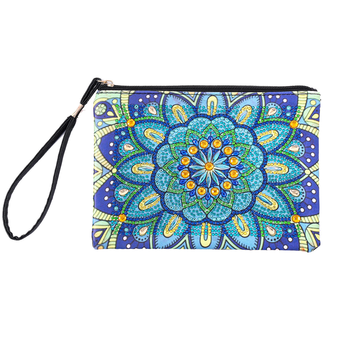 Floral Diamond Painting Makeup Bag Kit, Zippered Wristlet