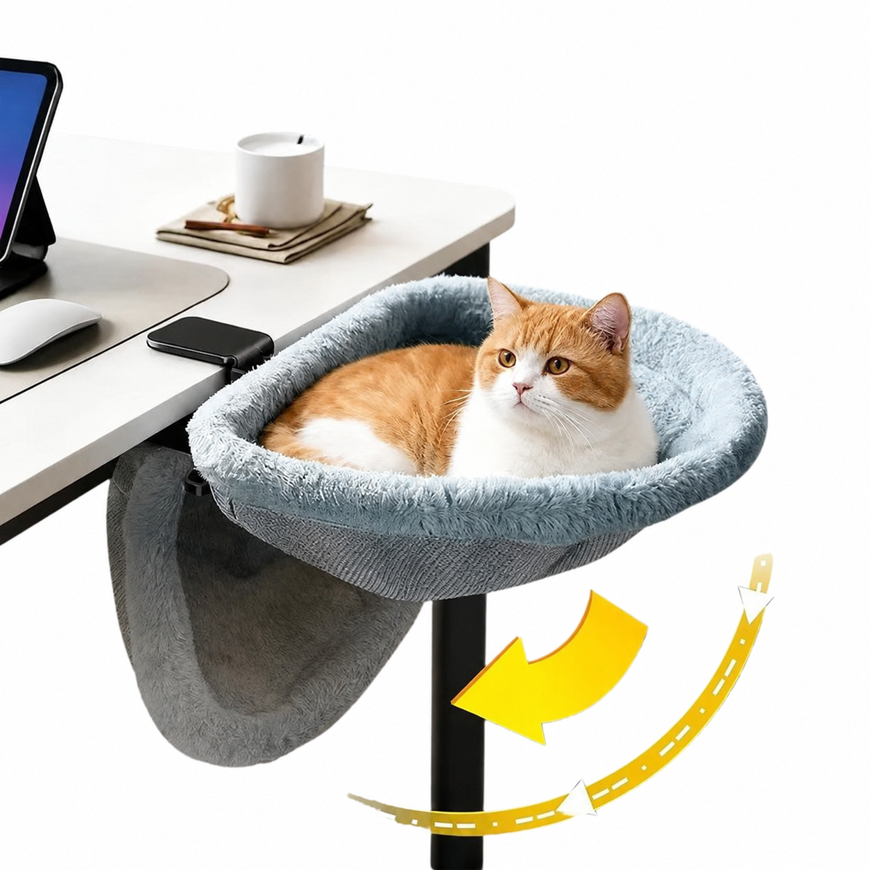 Foldable Cat Desk Bed - Space-Saving Desktop Cat Perch
