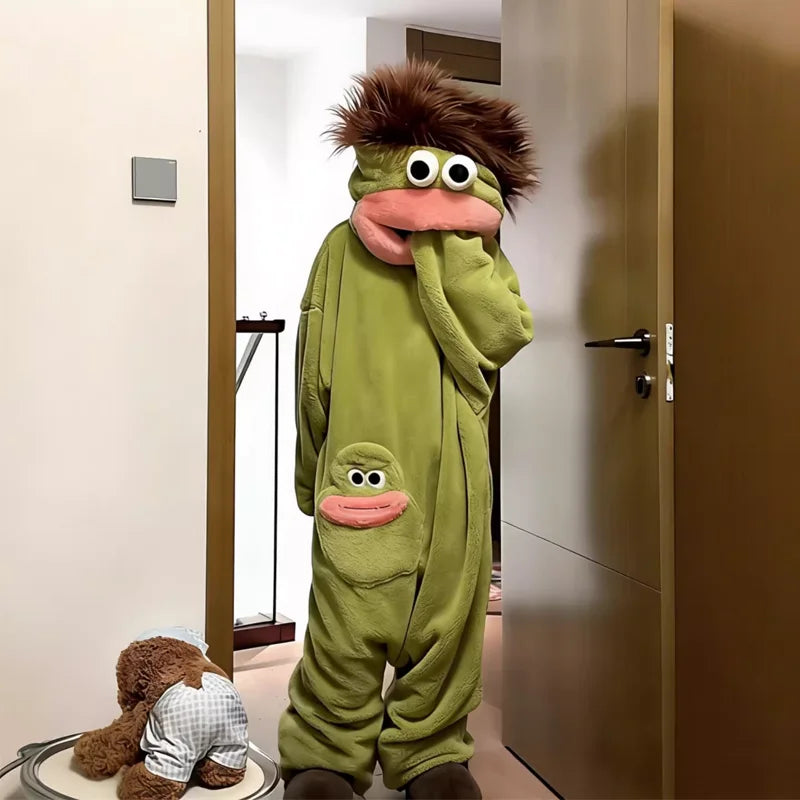 Quirky Clownfish Onesie with Oversized Hood - Cozy Monster Pajamas - TradixPro