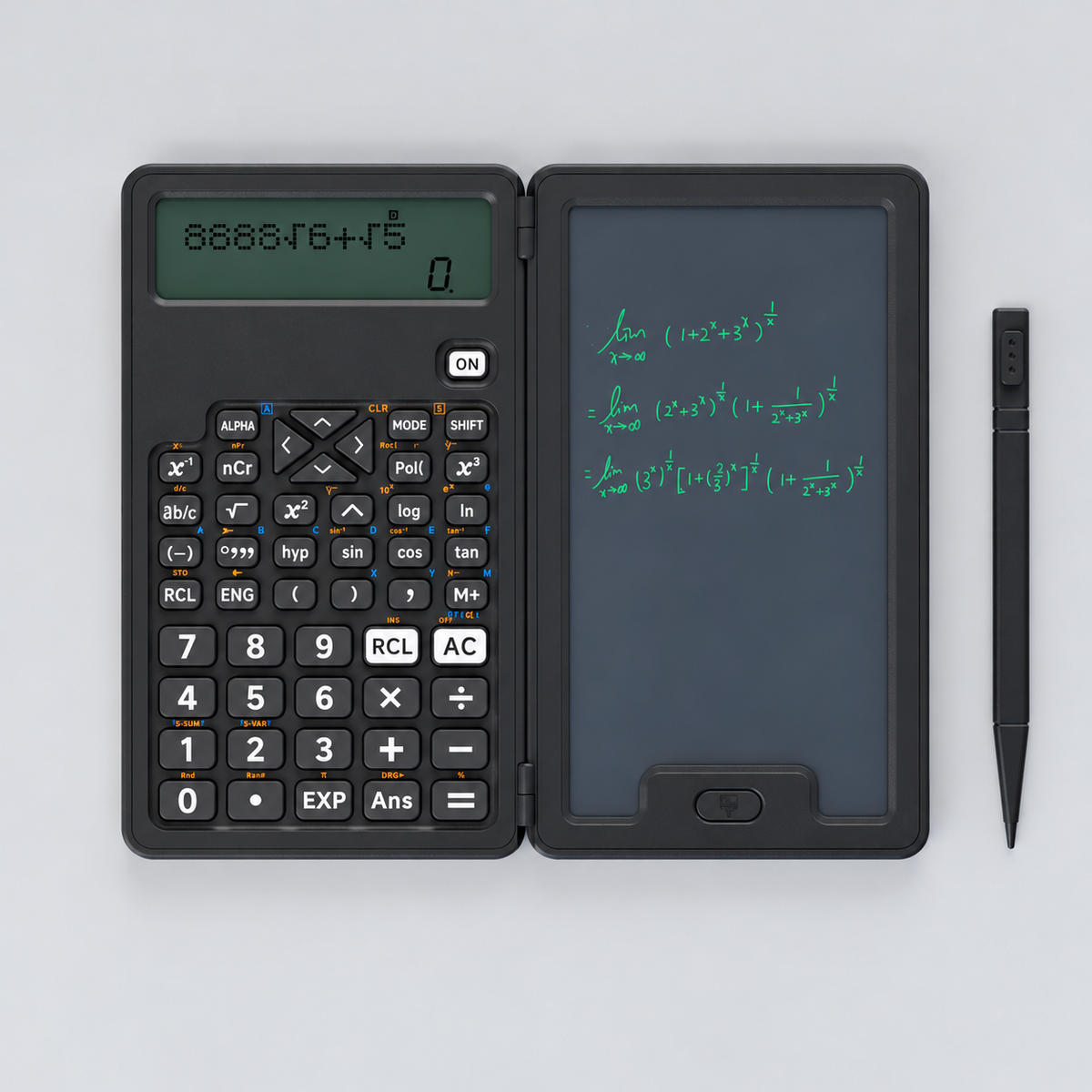 Folding Scientific Calculator with Reusable LCD Writing Pad