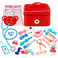 Wooden Dentist Pretend Play Kit with Rabbit Doll and Bag