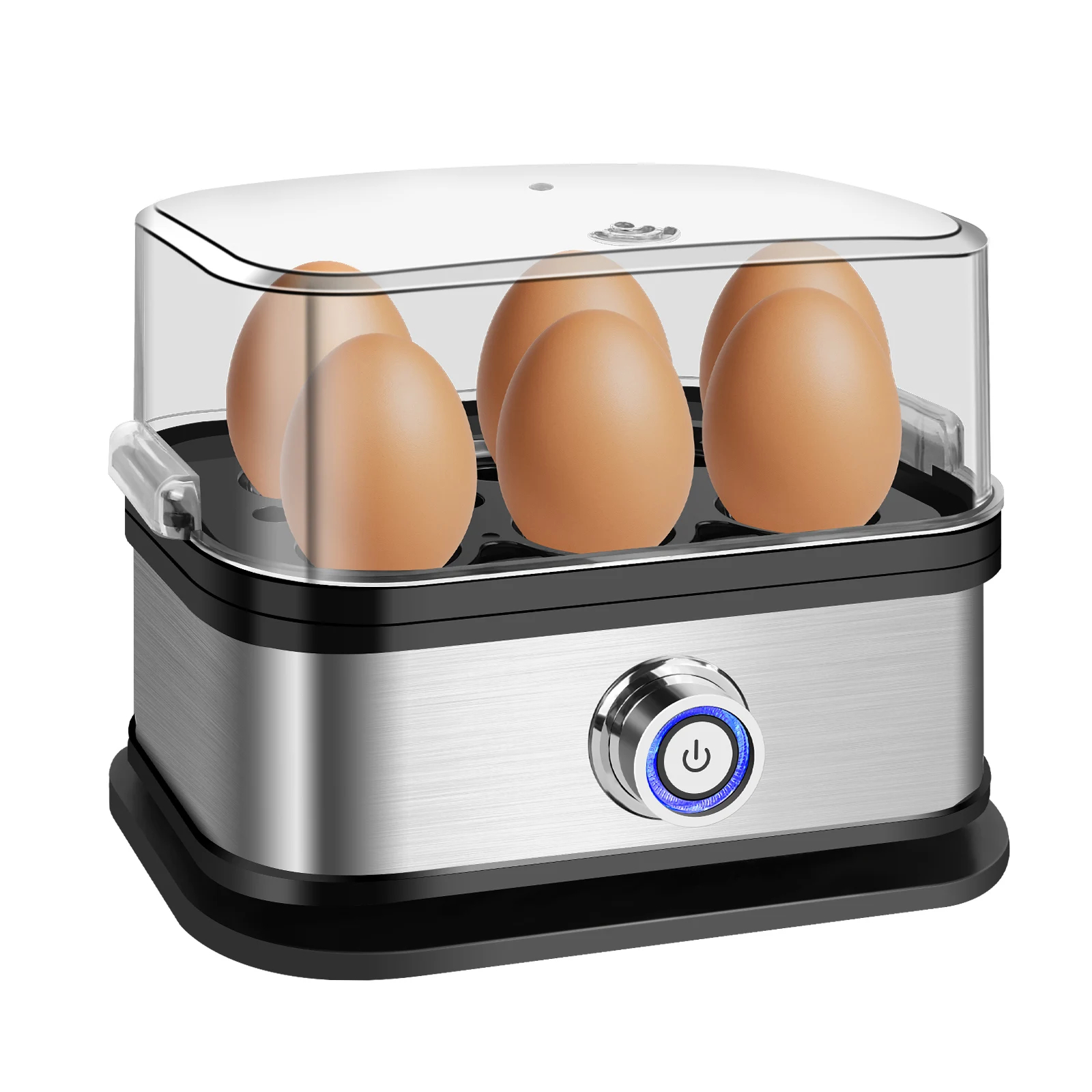 Mini Electric Egg Cooker with Stainless Steel Tray and Lid