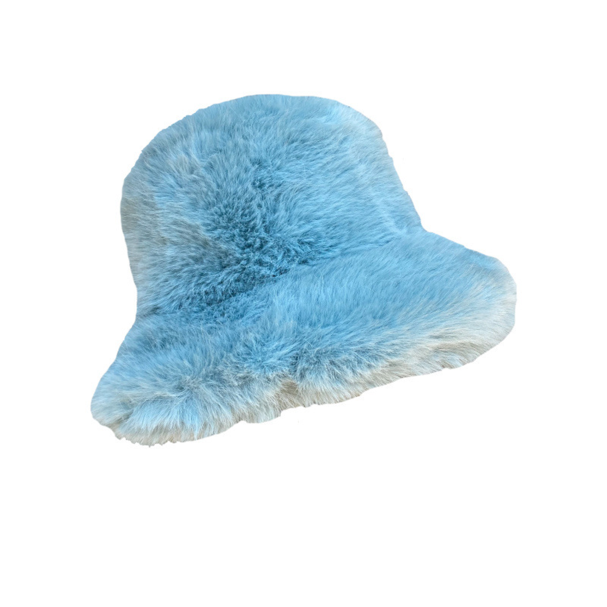 Plush Faux-Fur Bucket Hat with Rounded Crown and Soft Brim