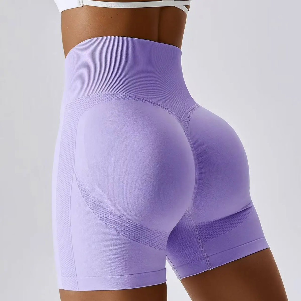 Women's Seamless High-Waisted Yoga Shorts with Scrunch Detail