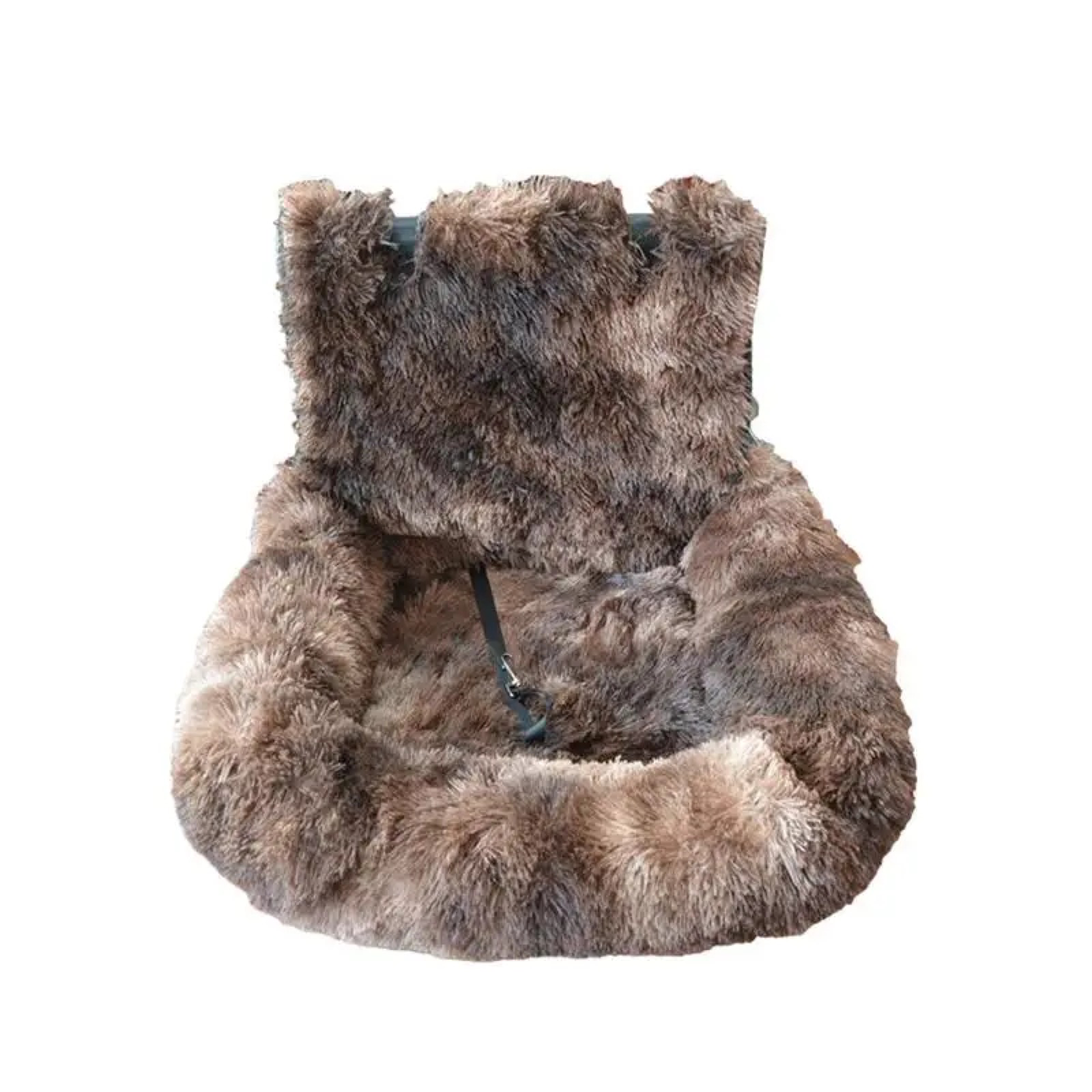 Fluffy Plush Dog Car Seat with Tether & Seat Belts Size L