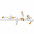 Four Resting Duck Figurines for Monitor Edges and Shelf Decor