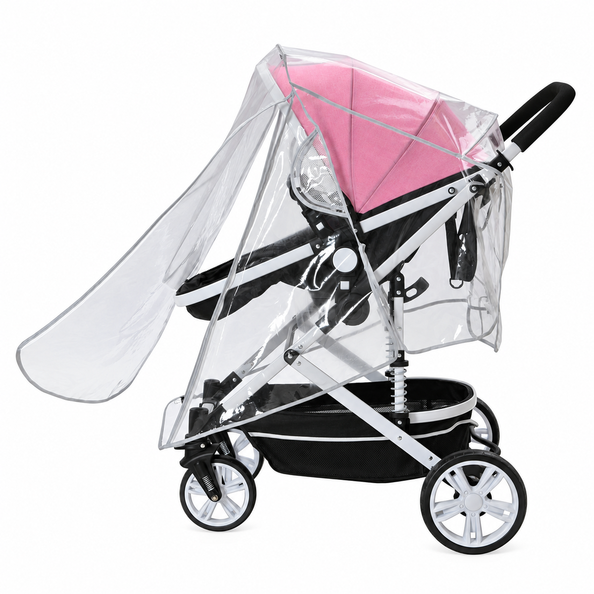 Clear PEVA Stroller Rain Cover with Zippered Viewing Window
