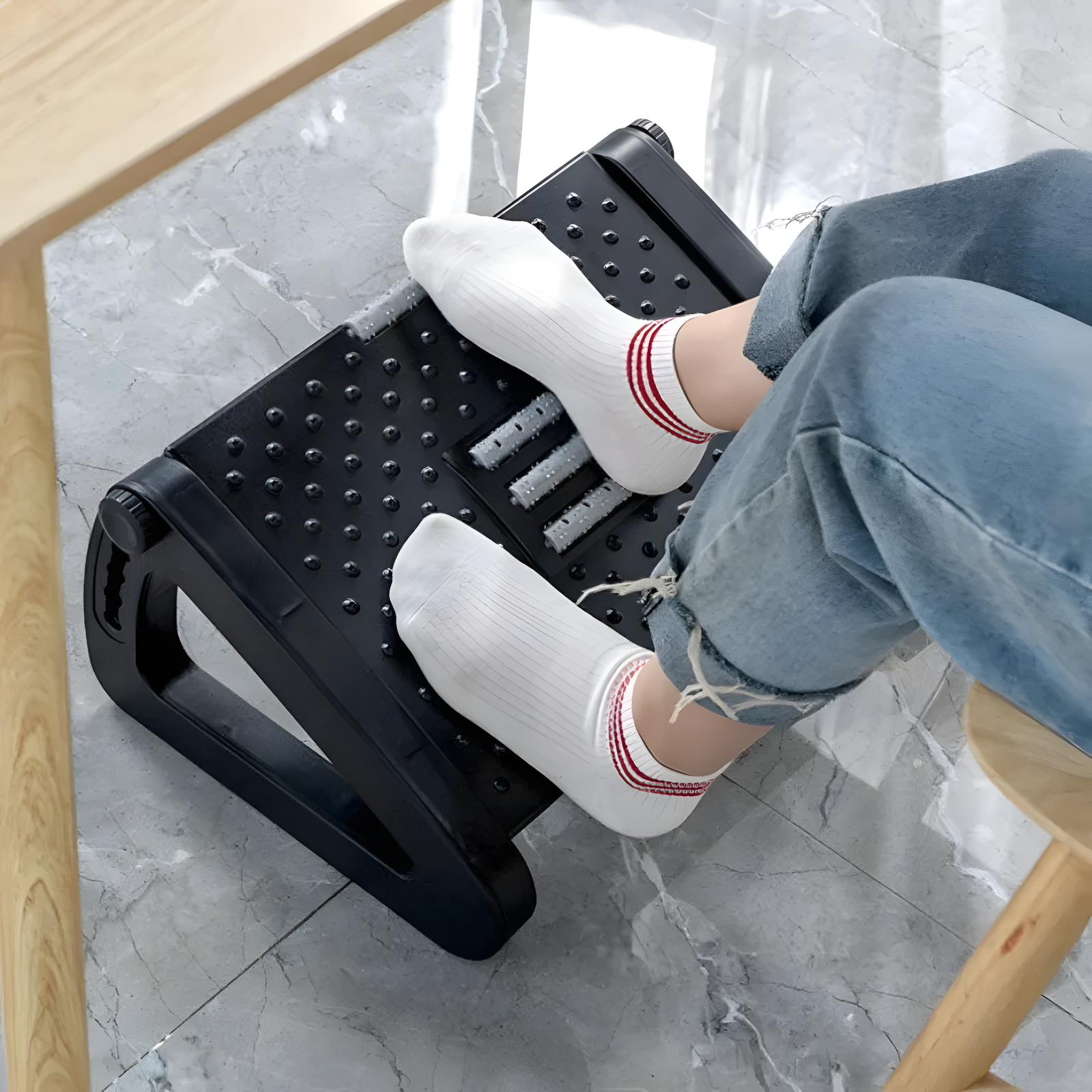 Adjustable Office Footrest 6-Level Under Desk Foot Rest