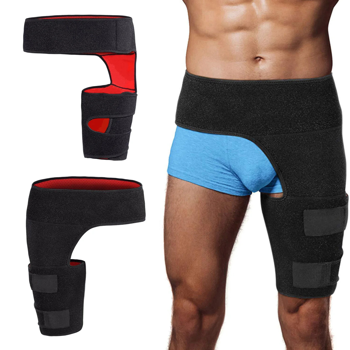 Adjustable Hip and Groin Support Wrap with Waist and Thigh Straps