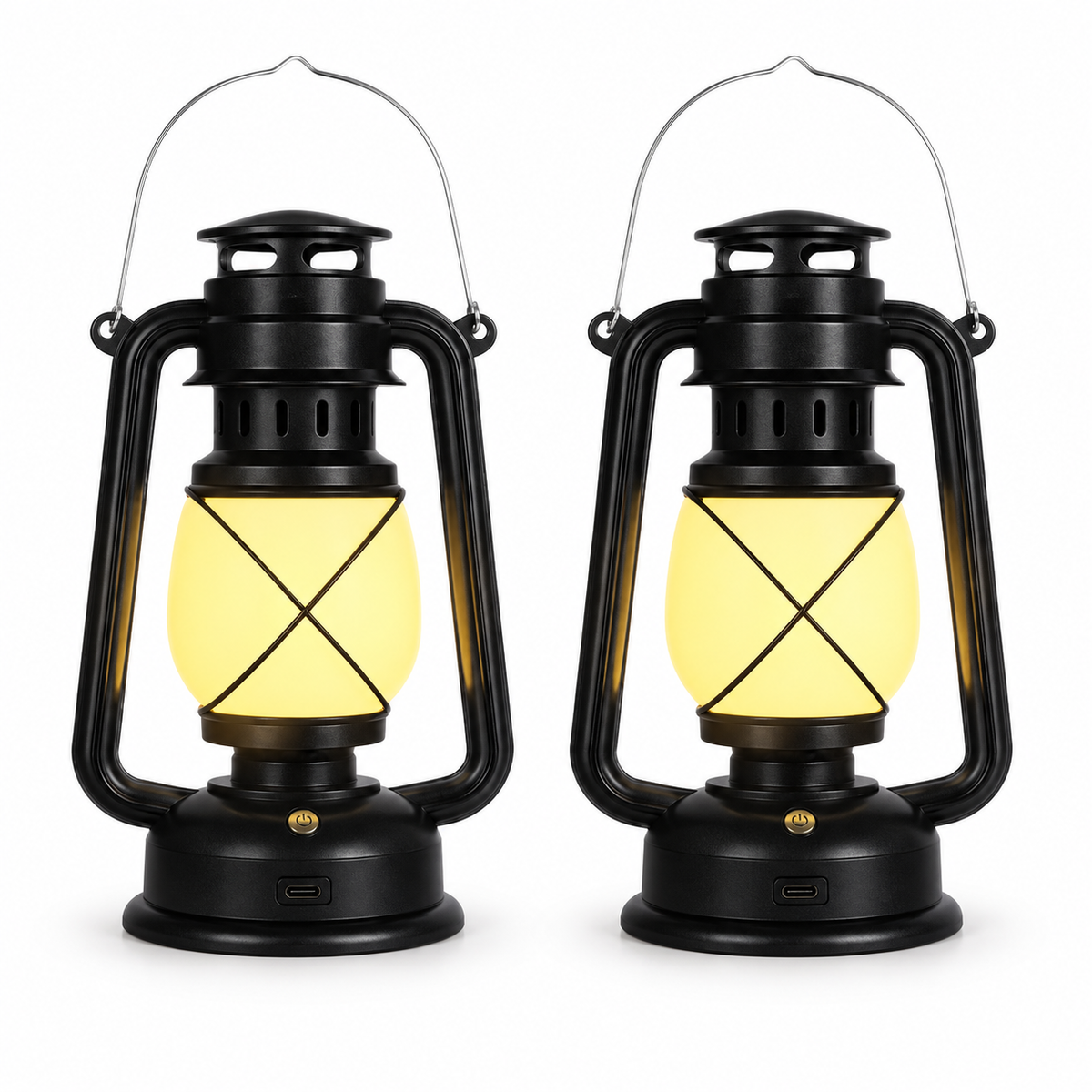 Remote-Control Decorative Lantern Pair with USB-C Charging