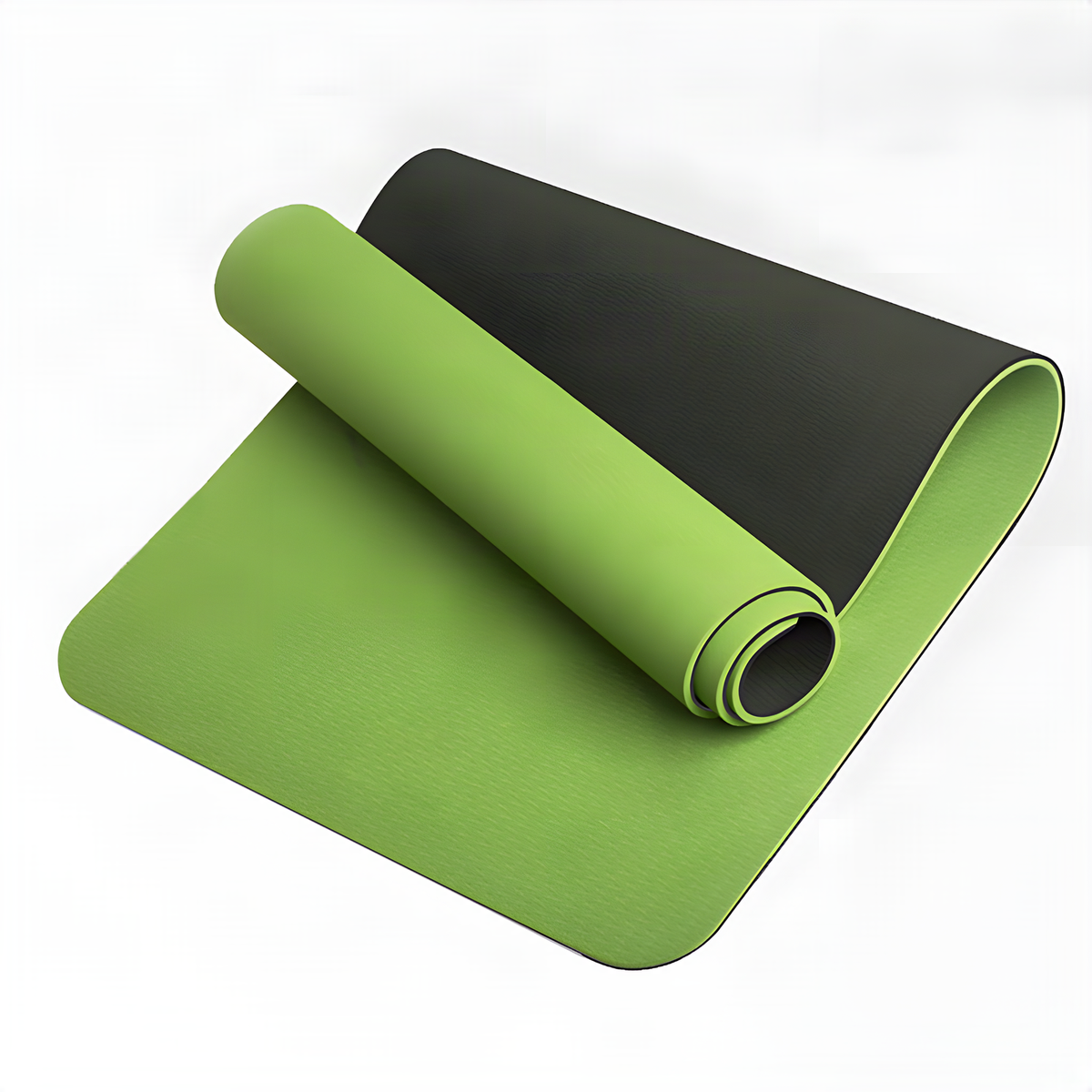 Two-Tone TPE Yoga Mat with Textured Surface and Roll-Up Design