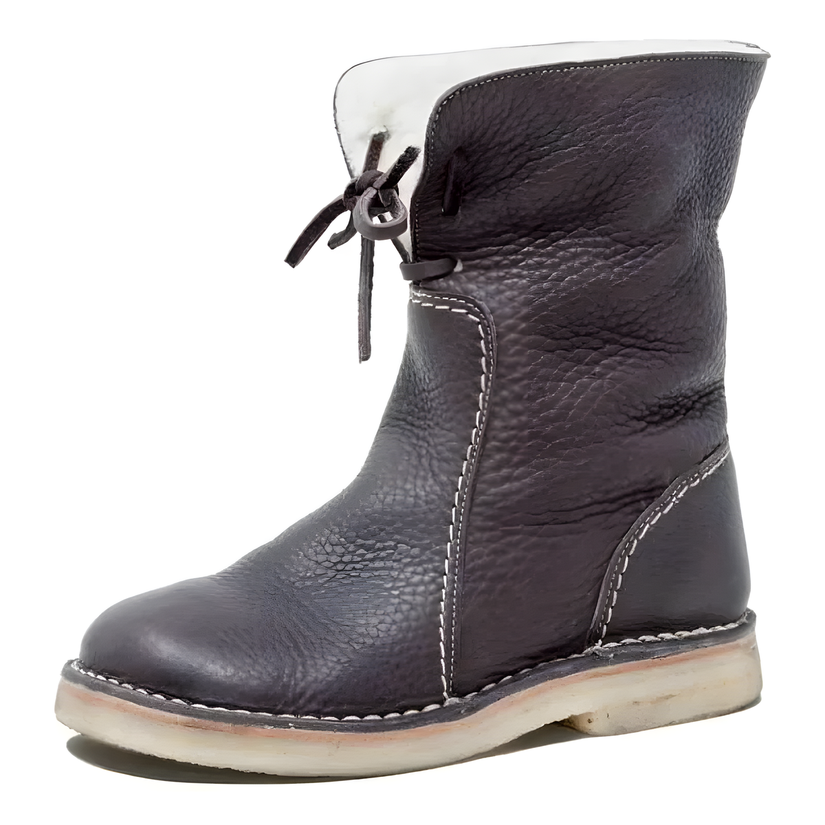 Women's Lace-Up Casual Boots with Low Heel and Rounded Toe