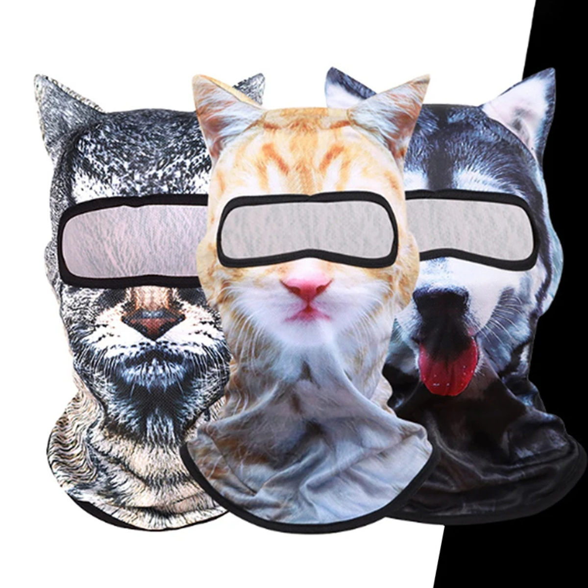 3D Animal Face Balaclava with Mesh Eye Panel and Ears