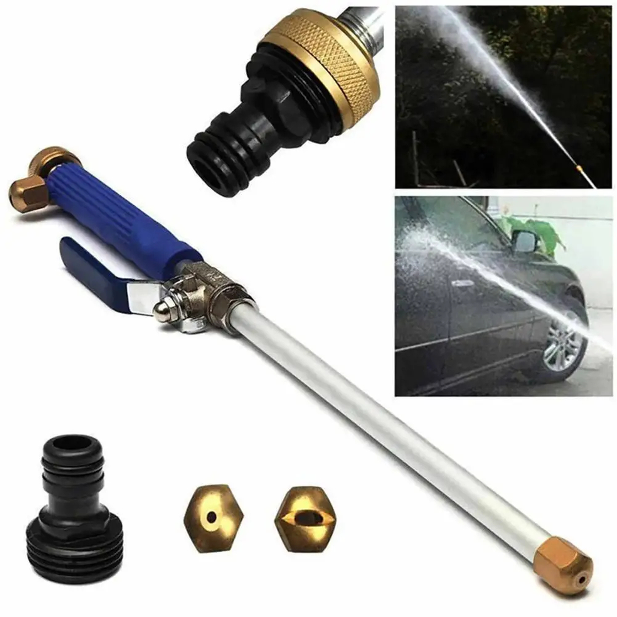 Long-Handle High Pressure Water Gun with Interchangeable Spray Tips