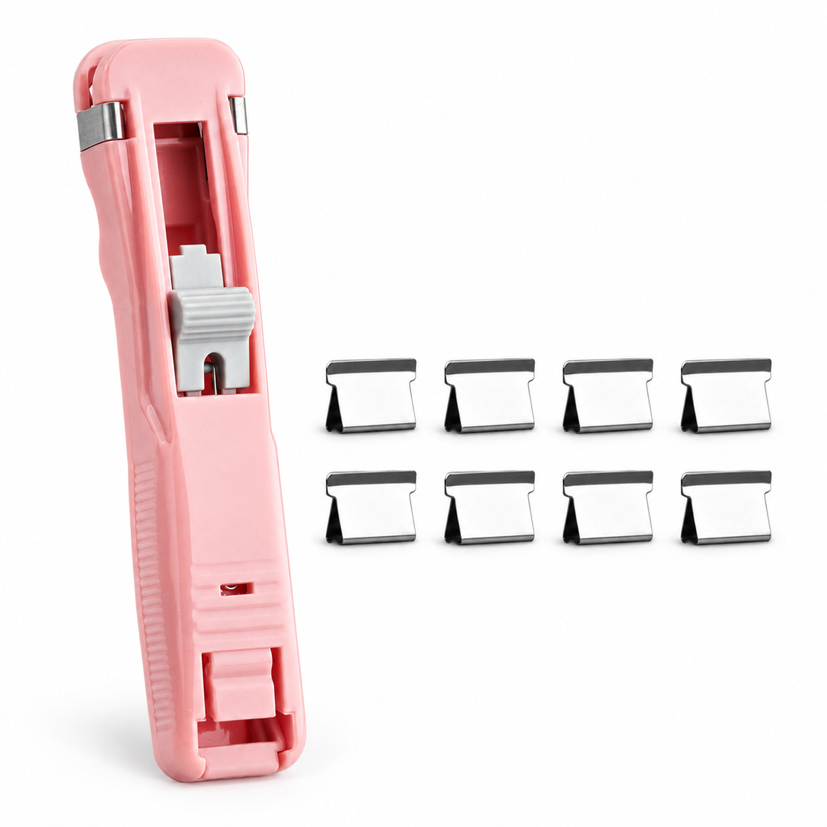 Reusable Paper Clip Dispenser and Separate Clip Refill Packs