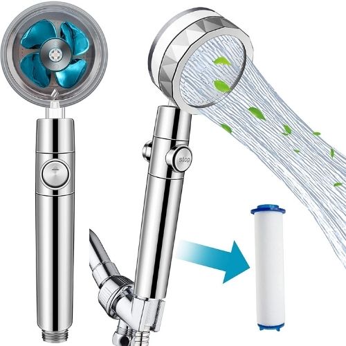 Propeller Shower Head - High Pressure Rotating Turbine Spray Nozzle Head
