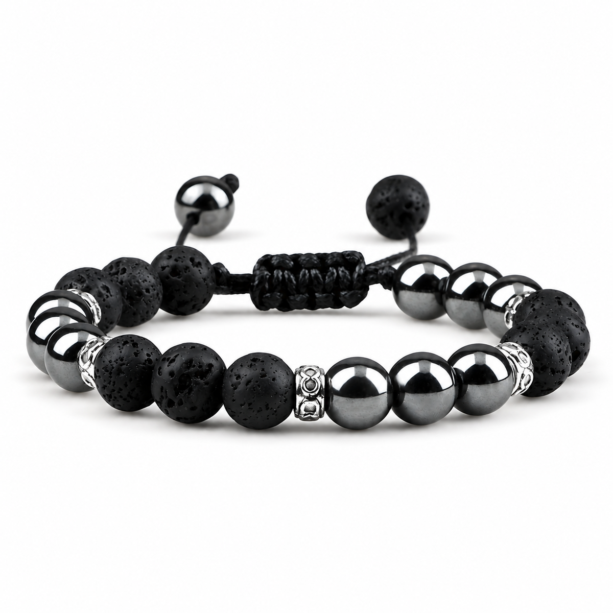 Adjustable Braided Bead Bracelet with Sliding Knot Closure