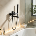 Wall Mounted Bathtub Faucet Set with Hand Shower Black Finish