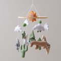 Felt Animal Crib Mobile with Wooden Frame and Hanging Shapes