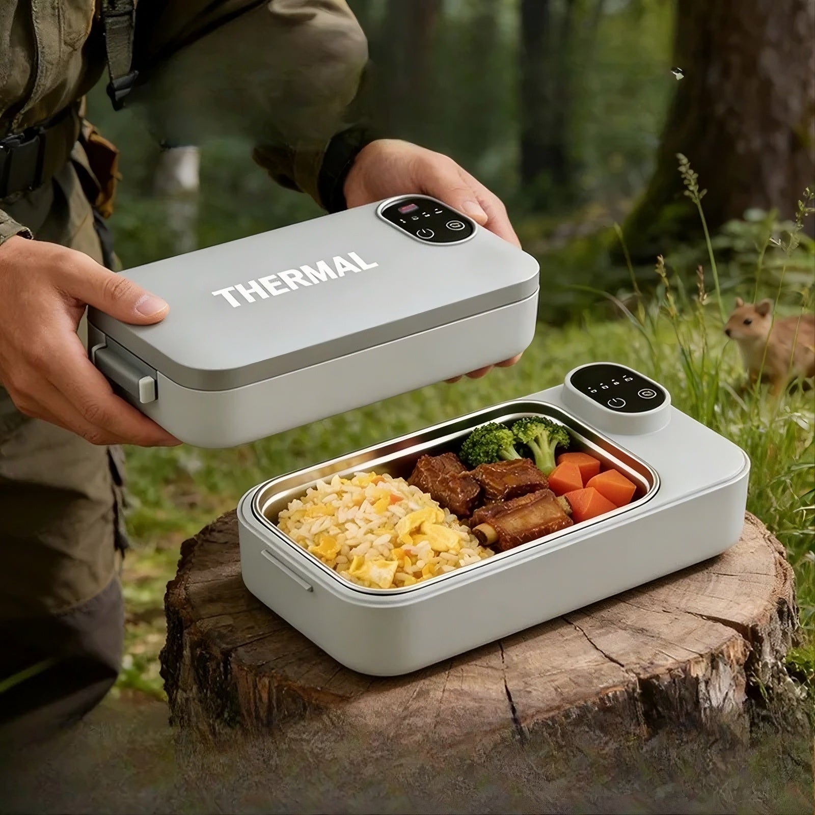 Electric Heated Lunch Box USB Rechargeable 900ml Stainless Steel