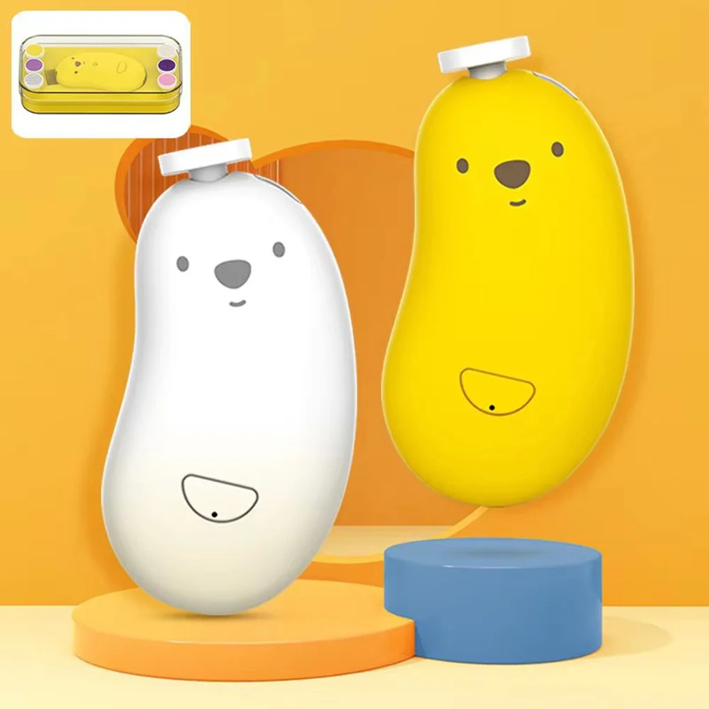 Bear-Shaped Rechargeable Baby Nail File 6-Head Kit