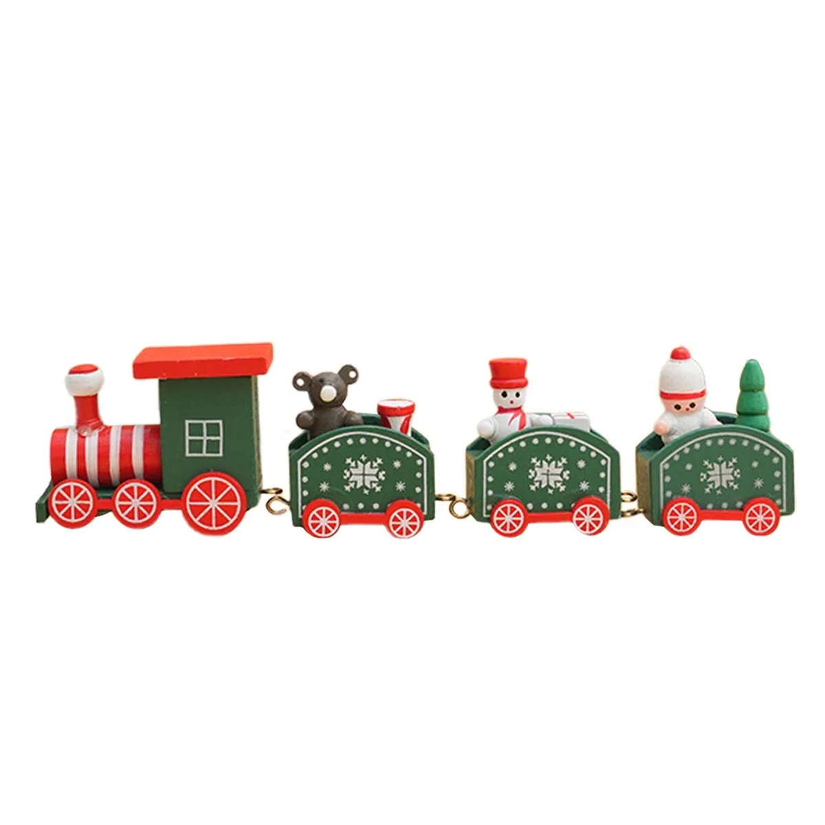 Wooden Christmas Train Tabletop Decor, 4 or 5-Piece Styles