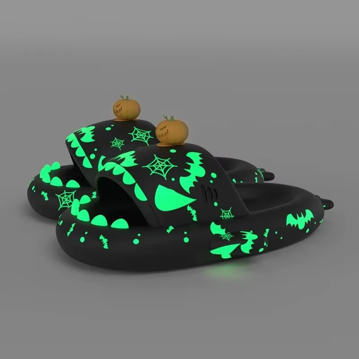 Glow-in-the-Dark Shark Slippers with Seasonal Decorations