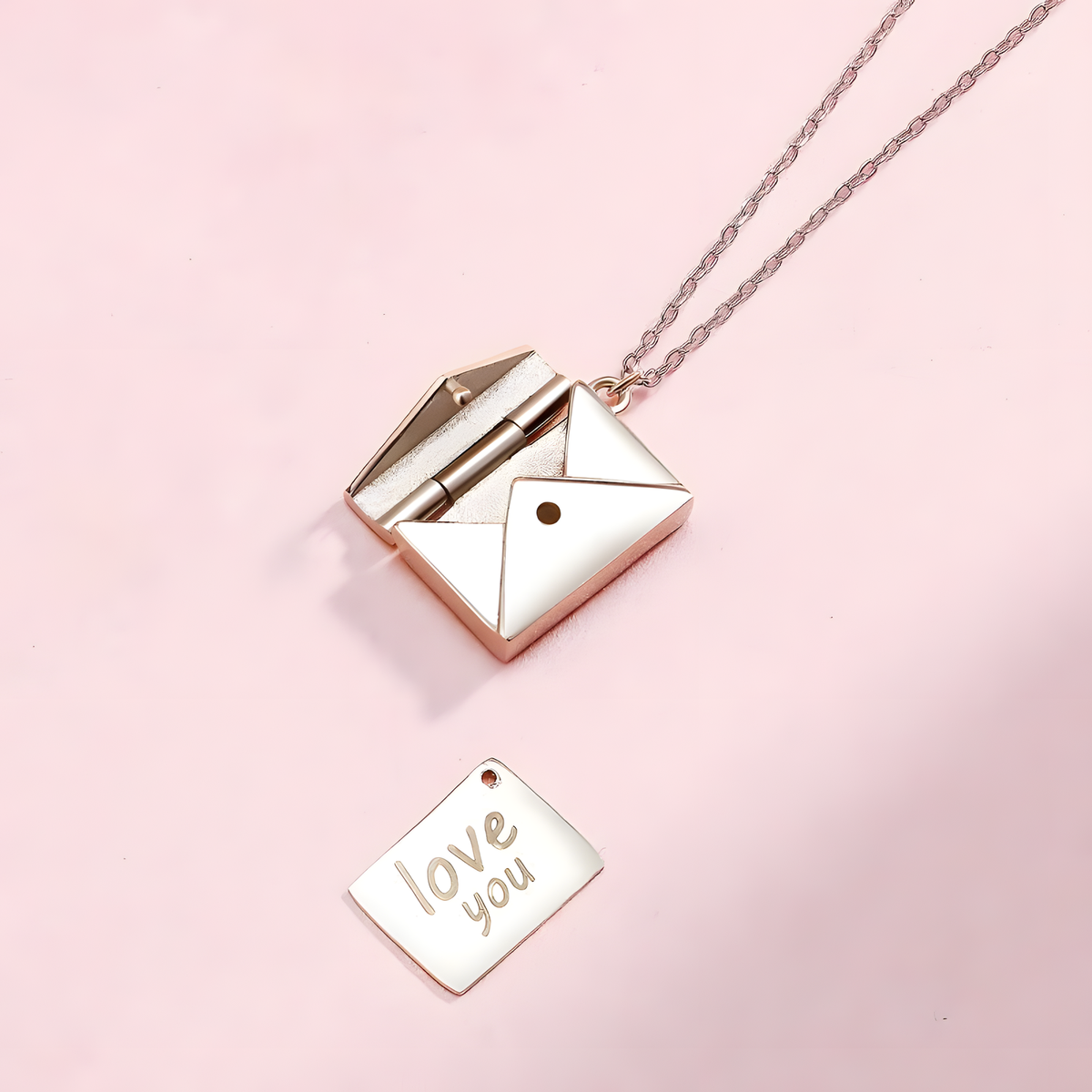 Opening Envelope Pendant Necklace with Love You Message