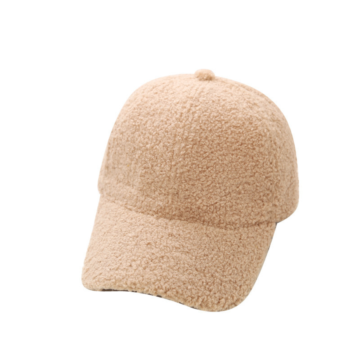 Teddy-Fleece Baseball Cap with Curved Brim and Adjustable Strap