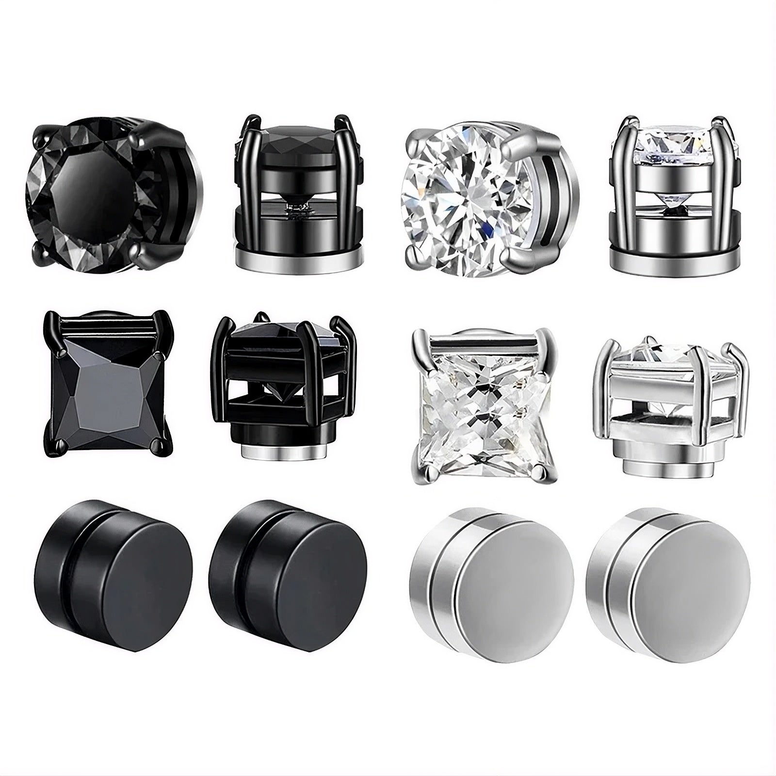 Magnetic Clip-On Zircon Stud Earrings – No Piercing Required
