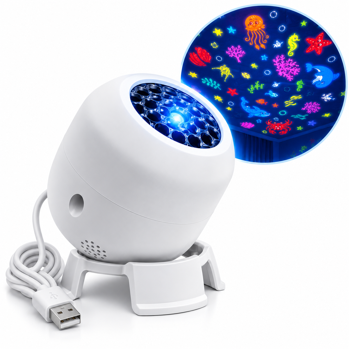 USB Projection Night Light, Ocean or Christmas Scene Options