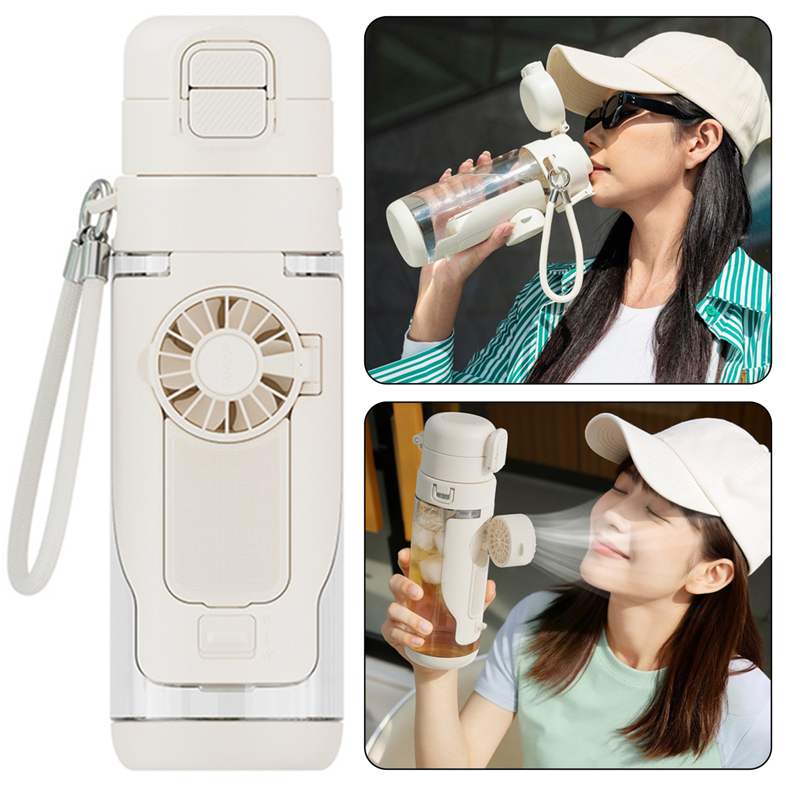 Fan Water Bottle with Built-In Misting Fan – 650ml 4 Colors