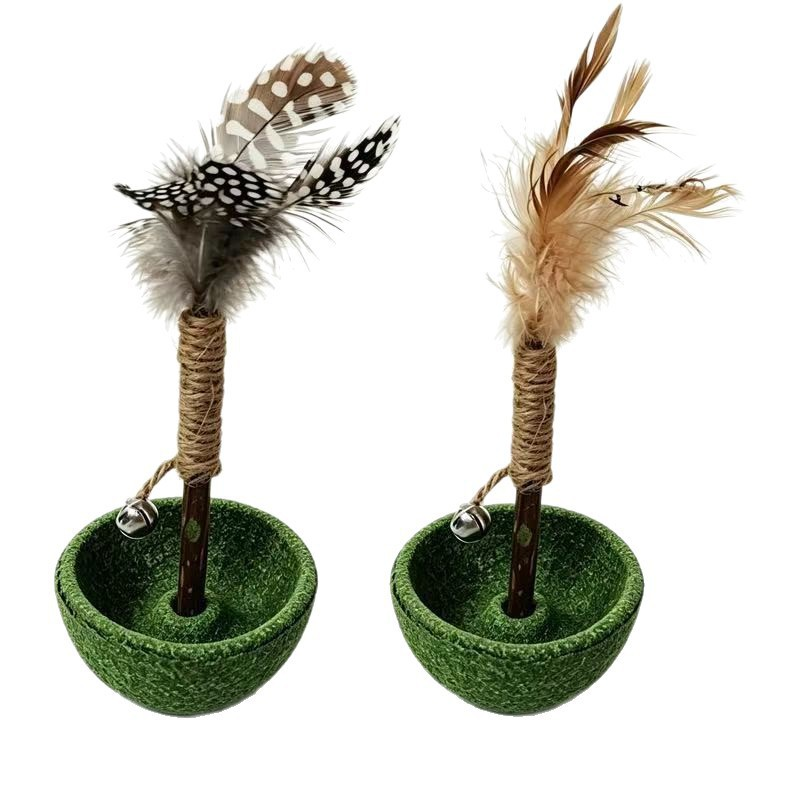 Catnip Tumbler Cat Toy with Feather Teaser & Bell