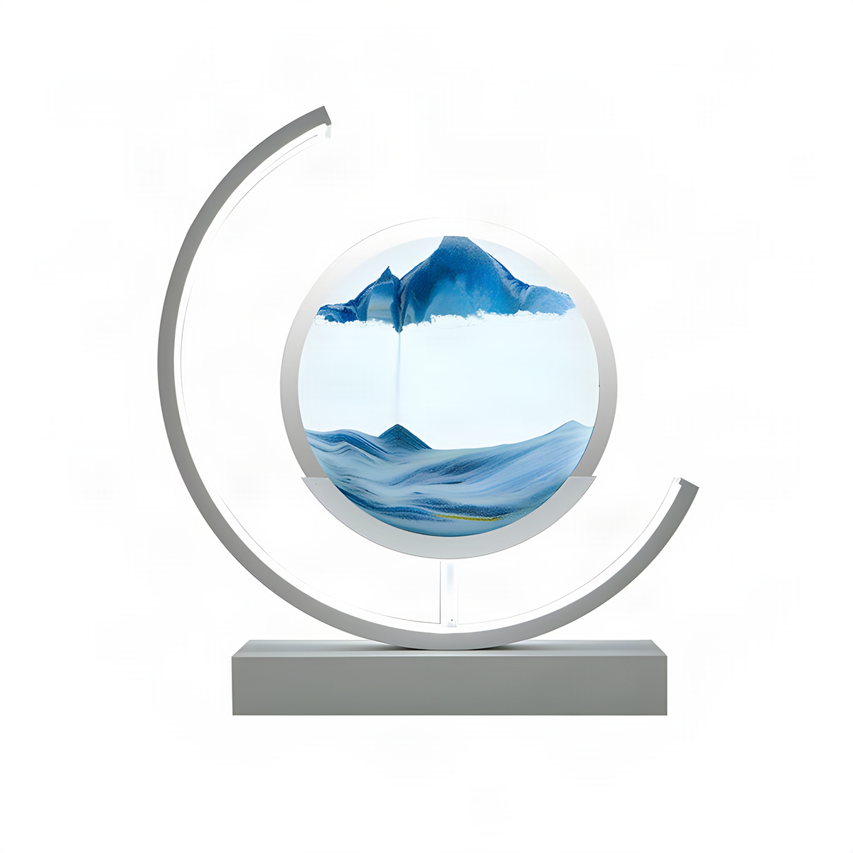 Illuminated Moving Sand Art Frame with Crescent Table Base