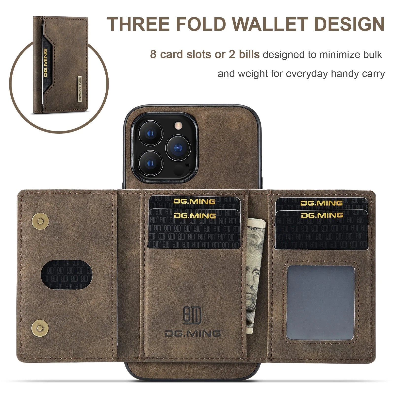 2 in 1 Detachable iPhone Leather Case Wallet and Card Holder - TradixPro