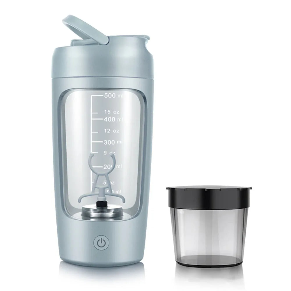 2-in-1 Portable Electric Protein Shaker Blender (Clump-Free Mixing & Powder Storage) - TradixPro