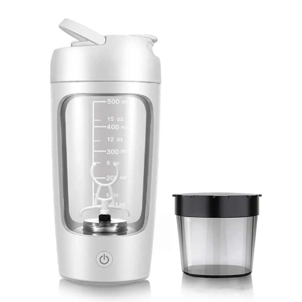 2-in-1 Portable Electric Protein Shaker Blender (Clump-Free Mixing & Powder Storage) - TradixPro