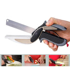 2-in-1 Smart Food Chopper Scissors (Stainless Steel Blade & Integrated Cutting Board) - TradixPro