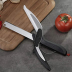 2-in-1 Smart Food Chopper Scissors (Stainless Steel Blade & Integrated Cutting Board) - TradixPro
