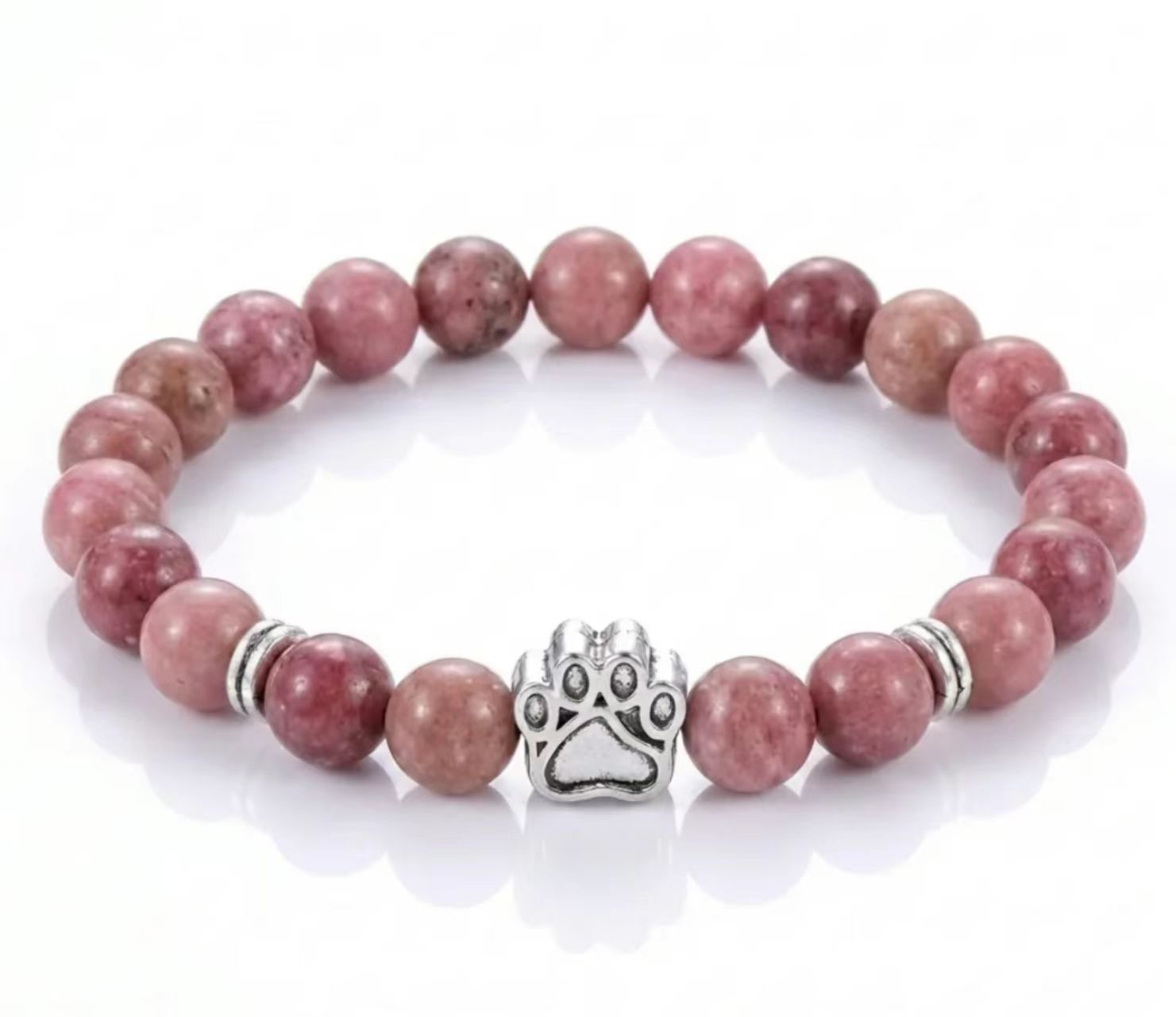 Dog Paw Bead Bracelet Natural Stone 8mm 35 Stone Options
